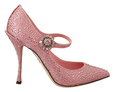 Shop Dolce & Gabbana Pink Rhinestones Mary Janes Pumps