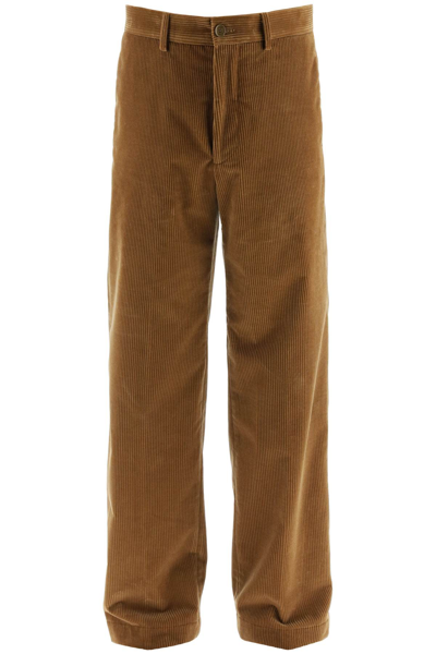 Shop Etro Straight Corduroy Pants In Khaki