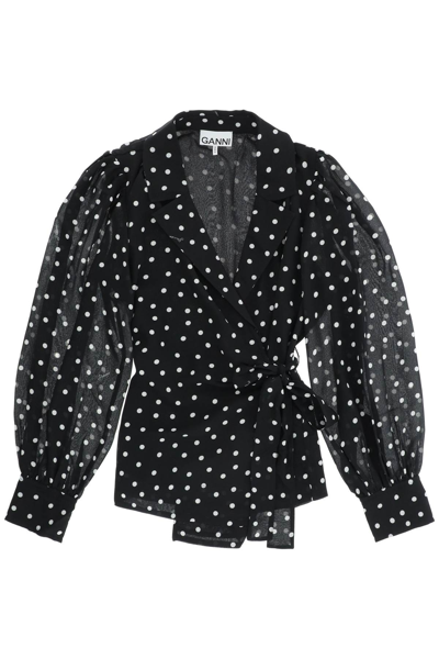 GANNI polka-dot Wrap Shirt - Farfetch