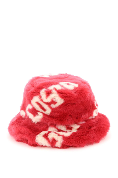 Shop Gcds Faux Fur Bucket Hat In Multicolor