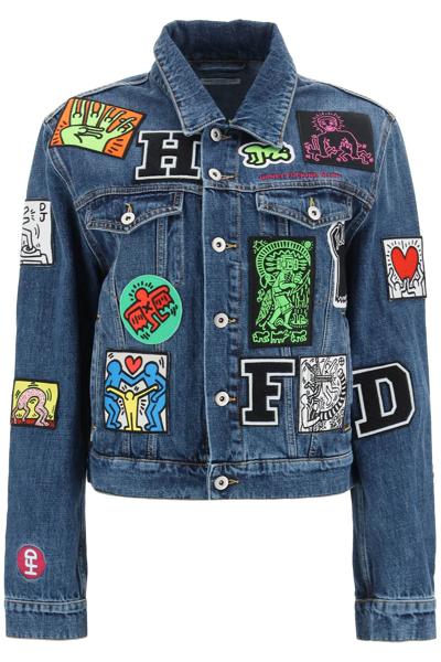 Shop Honey Fucking Dijon Keith Haring Denim Jacket In Blue