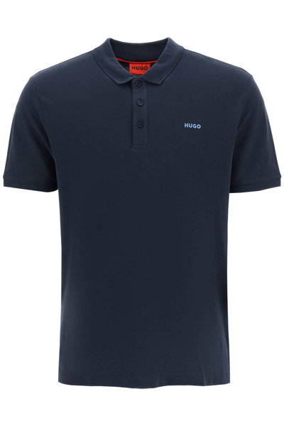 Shop Hugo Cotton Logo Polo Shirt In Blue