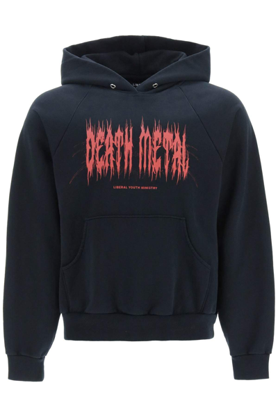 Shop Liberal Youth Ministry Cotton Hoodie With Print In Black