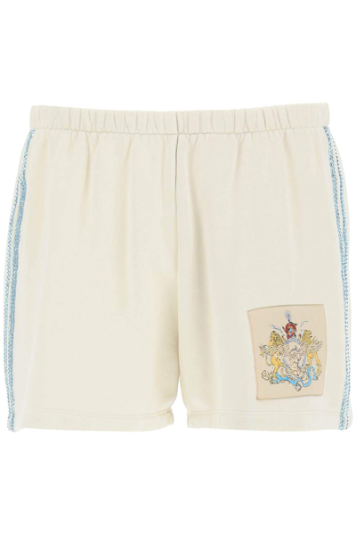 Shop Liberal Youth Ministry Logo Sport Shorts With Crystals In Beige