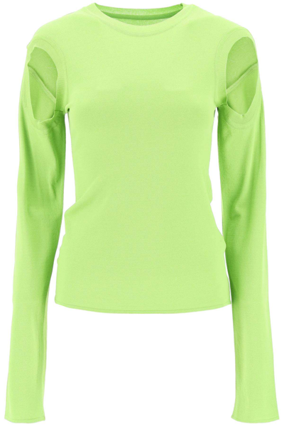 Shop Low Classic Crew-neck Sweater With Cut-out In Green