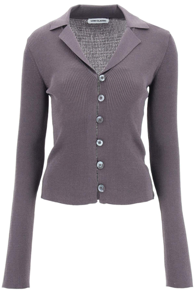 Shop Low Classic Knit Cardigan With Collar In Grey