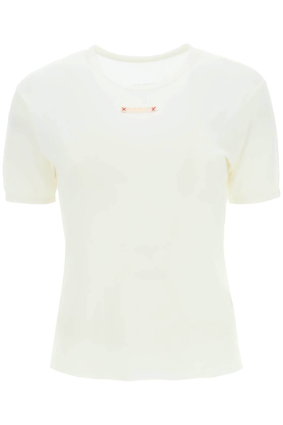 Shop Maison Margiela Cotton Silk T-shirt In White