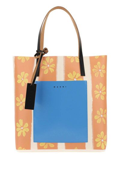 Shop Marni Daisy Print Pvc Tote Bag In Multicolor