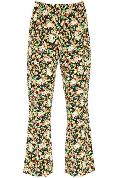 Shop Marni Floral Viscose Pants In Multicolor