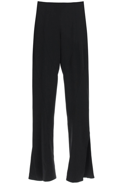 Shop Monot Flared Trousers With Slits In Black