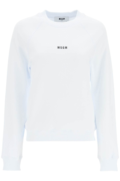 Shop Msgm Mini Logo Cotton Sweatshirt In White