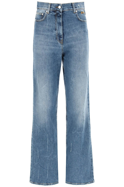 Shop Msgm Oversize Jeans In Blue