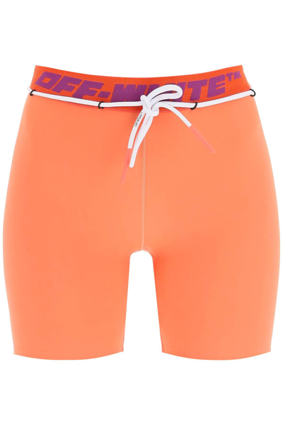 Shop Off-white Athl Logo Band Shorts In Orange
