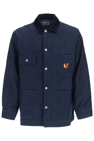 Shop Sky High Farm Embroidered Denim Jacket In Blue
