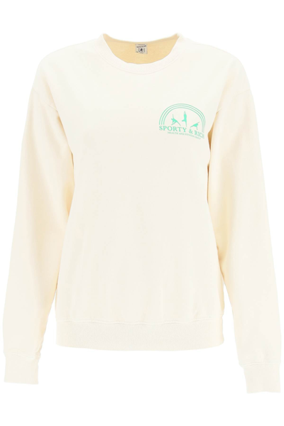 Shop Sporty And Rich Sporty Rich Fitness Group Sweatshirt In Beige