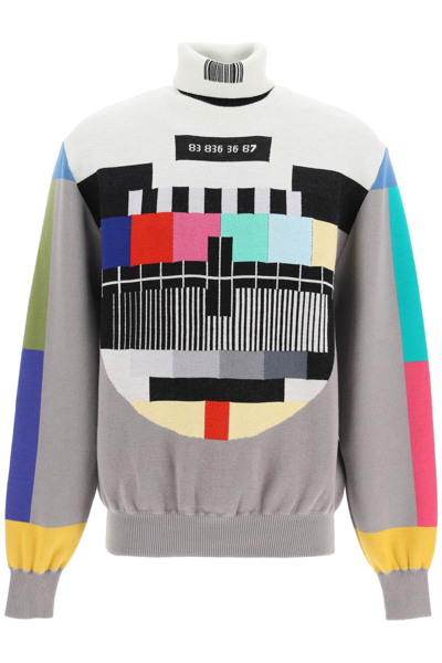 Shop Vtmnts Tv Turtleneck Sweater In Multicolor