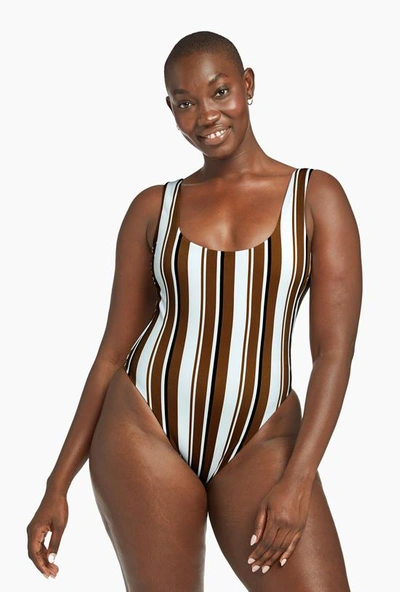 Shop Vitamin A Reese Scoop Back One Piece In St Barths Stripe