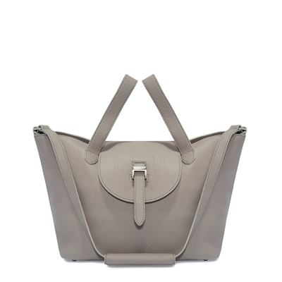 Meli Melo Thela Medium Taupe Grey Leather With Zip Closure Tote