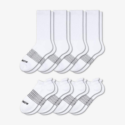 Shop Bombas Calf & Ankle Sock 8-pack In White