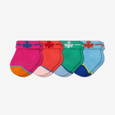 Shop Bombas Baby Socks 4-pack (0-6 Months) In Pink Green Blue Mix