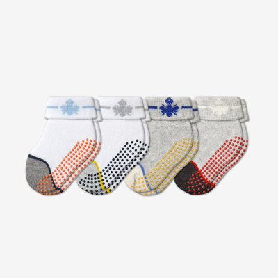 Shop Bombas Baby Gripper Socks 4-pack (6-12 Months) In White Grey Mix