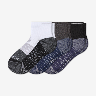 Shop Bombas Golf Quarter Sock 3-pack In White Grey Black Mix