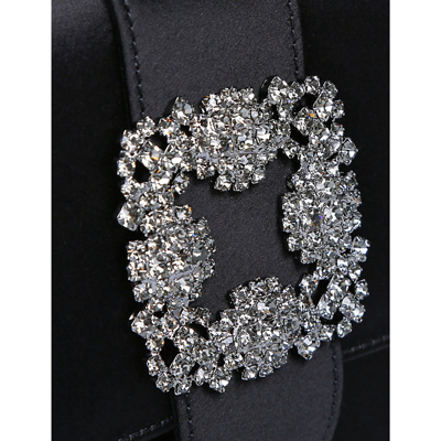 Shop Manolo Blahnik Women's Black Capri Crystal-embellished Satin Clutch