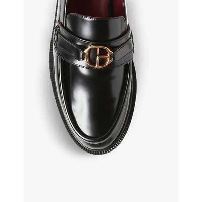 Claudie Pierlot Aude Patent Leather Loafers In Noir / Gris