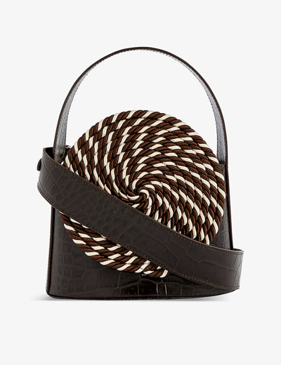 Shop D'estree Gunther Small Braided Leather Top-handle Bag In Brown  Bicolour