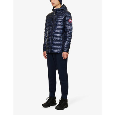 Shop Canada Goose Huron Relaxed-fit Cotton-jersey Jogging Bottoms In Atlantic Navy