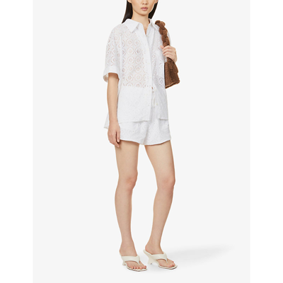 Shop House Of Cb Mae Broderie-anglaise Cotton Shorts In White