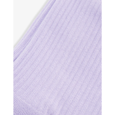 Shop Jacquemus Les Chaussettes  Logo-design Cotton-blend Socks In Lilac