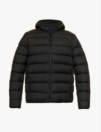 Shop Ps By Paul Smith Brand-patch Padded Recycled Nylon Hooded Jacket In Blacks