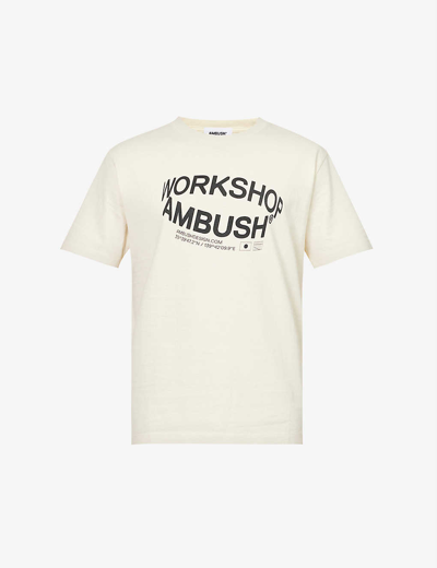 Shop Ambush Revolve Logo-print Cotton-jersey T-shirt In Off White