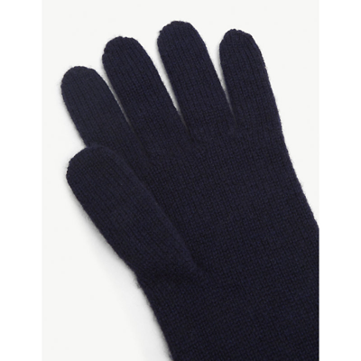 Shop Johnstons Joe Ribbed Cashmere Gloves In Navy