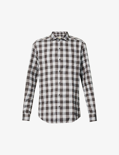 Shop Corneliani Regular-fit Spread-collar Cotton-jersey Shirt In Pale Grey