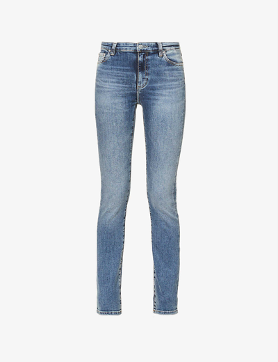 Shop Ag Mari High-rise Straight-leg Stretch-denim Jeans In Blue