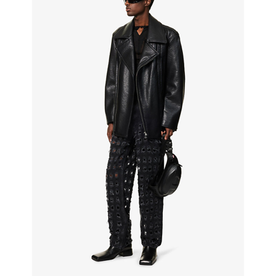 Diesel J-rego Relaxed-fit Faux-leather Jacket In Black Black Black 