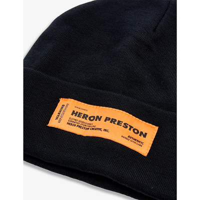 Shop Heron Preston Стиль Brand-patch Wool Beanie Hat In Black Grey