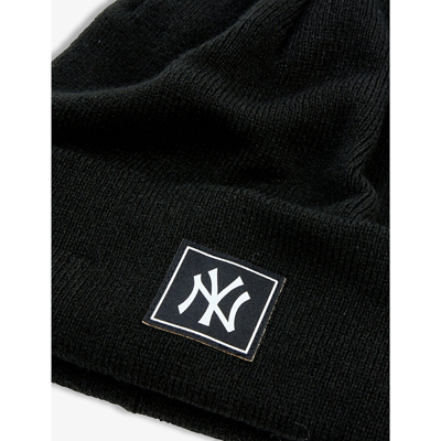 Shop New Era Men's Black New York Yankees Logo-patch Knitted Beanie Hat