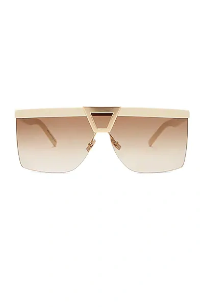 Shop Saint Laurent Sl 537 Palace Sunglasses In Ivory  Gold  & Gradient Brown