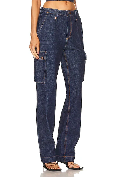 Magda Butrym Buttoned-pocket Relaxed-fit Mid-rise Denim Cargo Trousers In Navy