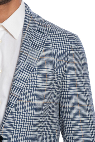 Pre-owned Luigi Borrelli "procida" Hand-sewn Blue Plaid Jacket Sport Coat Wool