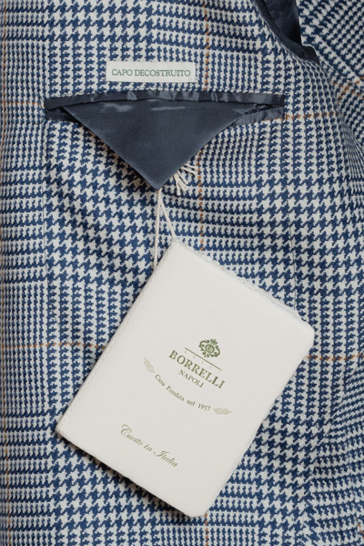 Pre-owned Luigi Borrelli "procida" Hand-sewn Blue Plaid Jacket Sport Coat Wool