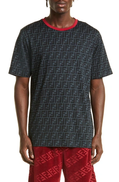 Fendi Grey Ff Logo Cotton T-shirt In Black | ModeSens