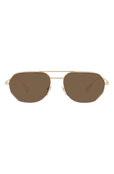 Shop Burberry 57mm Aviator Sunglasses In Light Gold