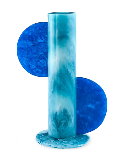 Shop Jonathan Adler Mustique Cylinder Vase In Turquoise/blue
