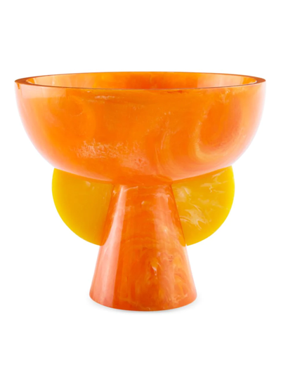 Shop Jonathan Adler Mustique Pedestal Bowl In Orange/yellow