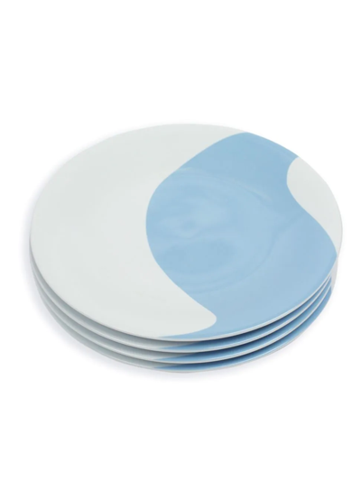 Shop Misette Colorblock Four-piece Dinner Plate Set In Blue White