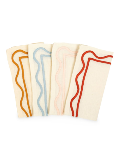 Shop Misette Colorblock Linen Four-piece Napkin Set